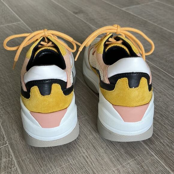 GEOX RESPIRA Yellow Cream White Pink Wedge Sneaker Women’s Size 6 - Picture 3 of 9